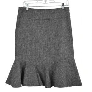 Tristan Wool Blend Trumpet Midi Skirt Gray Size 8